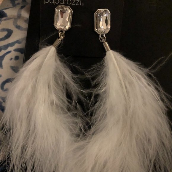 Beautiful Women's Diamond Feather Earrings